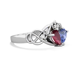 Ruby 'One Heart' Celtic Knot Claddagh 14K White Gold ring R5322