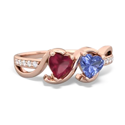 Ruby Side By Side 14K Rose Gold ring R3090