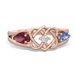 Ruby Hearts Intertwined 14K Rose Gold ring R5880