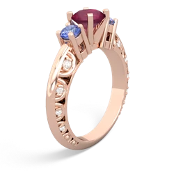 Ruby Art Deco Eternal Embrace Engagement 14K Rose Gold ring C2003