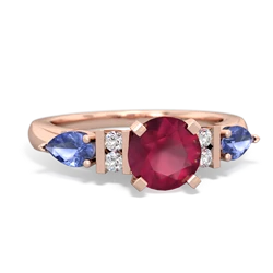 Ruby 6Mm Round Eternal Embrace Engagement 14K Rose Gold ring R2005