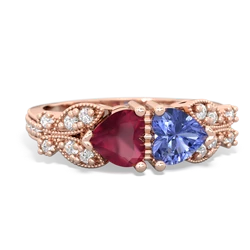 Ruby Diamond Butterflies 14K Rose Gold ring R5601