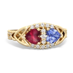 Ruby Sparkling Celtic Knot 14K Yellow Gold ring R2645