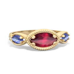 Ruby Milgrain Marquise 14K Yellow Gold ring R5700