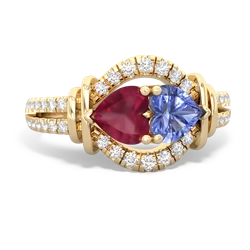 Ruby Art-Deco Keepsake 14K Yellow Gold ring R5630