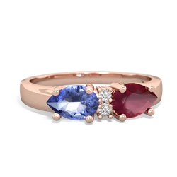 Ruby Pear Bowtie 14K Rose Gold ring R0865