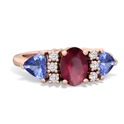 Ruby Antique Style Three Stone 14K Rose Gold ring R2186