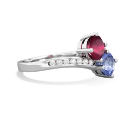 Ruby Channel Set Two Stone 14K White Gold ring R5303