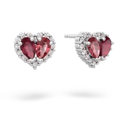 Ruby Halo 14K White Gold earrings E7008