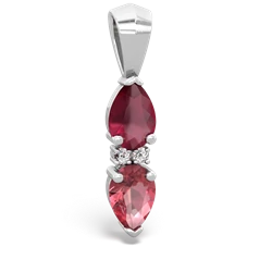 Ruby Bowtie Drop 14K White Gold pendant P0865