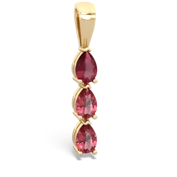 Ruby Dew Drops 14K Yellow Gold pendant P2251