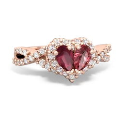 Ruby Diamond Twist 'One Heart' 14K Rose Gold ring R2640HRT