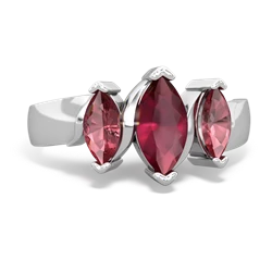 Ruby Three Peeks 14K White Gold ring R2433