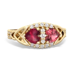 Ruby Sparkling Celtic Knot 14K Yellow Gold ring R2645