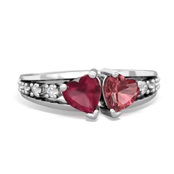 Ruby Heart To Heart 14K White Gold ring R3342