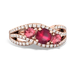 Ruby Three Stone Aurora 14K Rose Gold ring R3080