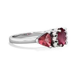 Ruby Antique Style Three Stone 14K White Gold ring R2186