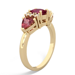 Ruby Antique Style Three Stone 14K Yellow Gold ring R2186