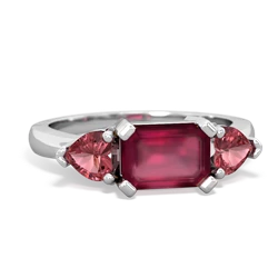 Ruby Three Stone 14K White Gold ring R5235