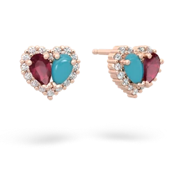 Ruby Halo 14K Rose Gold earrings E7008