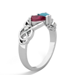 Ruby 'One Heart' Celtic Knot Claddagh 14K White Gold ring R5322