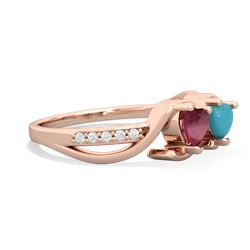 Ruby Side By Side 14K Rose Gold ring R3090