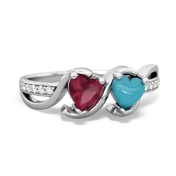 Ruby Side By Side 14K White Gold ring R3090