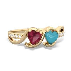 Ruby Side By Side 14K Yellow Gold ring R3090