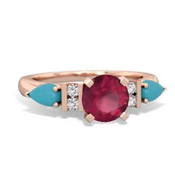 Ruby 6Mm Round Eternal Embrace Engagement 14K Rose Gold ring R2005