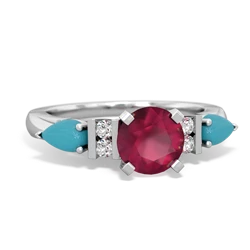 Ruby 6Mm Round Eternal Embrace Engagement 14K White Gold ring R2005