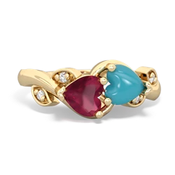 Ruby Floral Elegance 14K Yellow Gold ring R5790