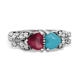 Ruby Diamond Butterflies 14K White Gold ring R5601