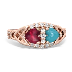 Ruby Sparkling Celtic Knot 14K Rose Gold ring R2645