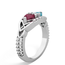 Ruby Sparkling Celtic Knot 14K White Gold ring R2645