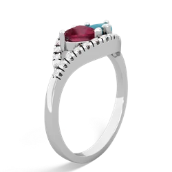 Ruby Mother And Child 14K White Gold ring R3010