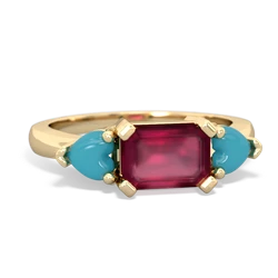 Ruby Three Stone 14K Yellow Gold ring R5235