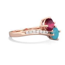 Ruby Channel Set Two Stone 14K Rose Gold ring R5303