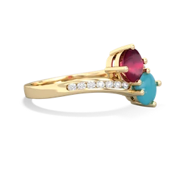 Ruby Channel Set Two Stone 14K Yellow Gold ring R5303