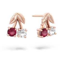 Ruby Sweet Cherries 14K Rose Gold earrings E7001