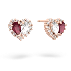 Ruby Halo 14K Rose Gold earrings E7008