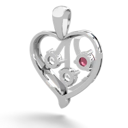 Ruby Glowing Heart 14K White Gold pendant P2233