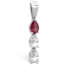 Ruby Dew Drops 14K White Gold pendant P2251