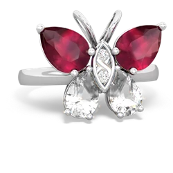 Ruby Butterfly 14K White Gold ring R2215