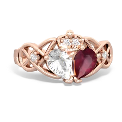 Ruby 'One Heart' Celtic Knot Claddagh 14K Rose Gold ring R5322