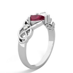 Ruby 'One Heart' Celtic Knot Claddagh 14K White Gold ring R5322