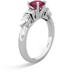 Ruby 6Mm Round Eternal Embrace Engagement 14K White Gold ring R2005