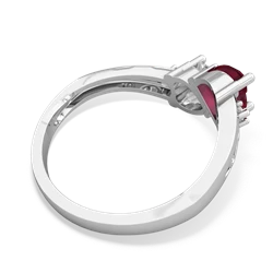 Ruby Snuggling Hearts 14K White Gold ring R2178