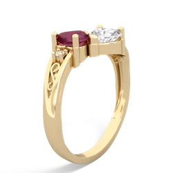 Ruby Snuggling Hearts 14K Yellow Gold ring R2178