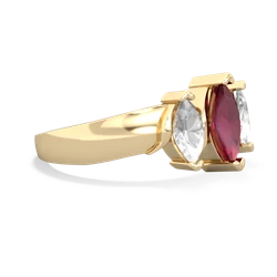 Ruby Three Peeks 14K Yellow Gold ring R2433