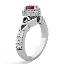 Ruby Celtic Knot Two Hearts As One 14K White Gold ring R2644HRT